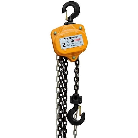 Bison Lifting Equipment 2 Ton Manual Chain Hoist, 20 Ft, Black Oxide Chain CH20-20-B